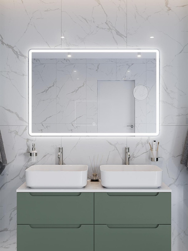 Зеркало BelBagno Марина (Marino) 120 SPC-MAR-1200-800-LED-TCH-LNZ с подсветкой с сенсорным выключателем и увеличением
