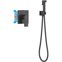 Гигиенический душ со смесителем Aquatek Лира AQ1419MB Черный матовый латунь встраиваемый