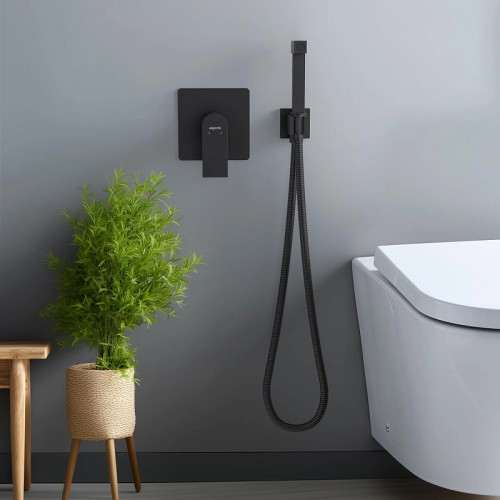 Гигиенический душ со смесителем Aquatek Лира AQ1419MB Черный матовый латунь встраиваемый