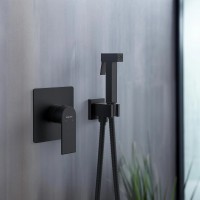Гигиенический душ со смесителем Aquatek Лира AQ1419MB Черный матовый латунь встраиваемый