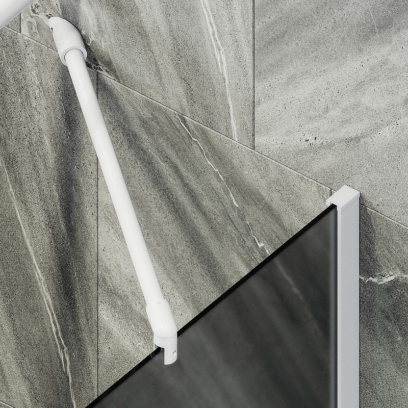 Шторка на ванну Maybah Glass MGV-88-1ш 800x1400 в широком профиле Белый стекло графитовое матовое