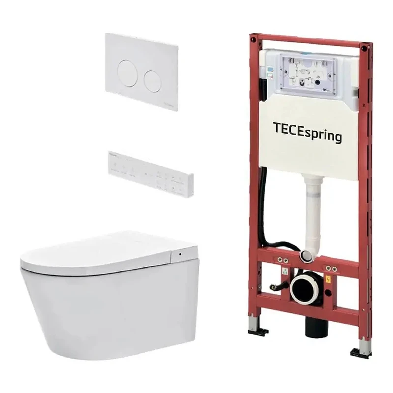 Умный унитаз с инсталляцией Tece Spring S955797 цвет Белый с сиденьем Микролифт и клавишей смыва цвет Белый