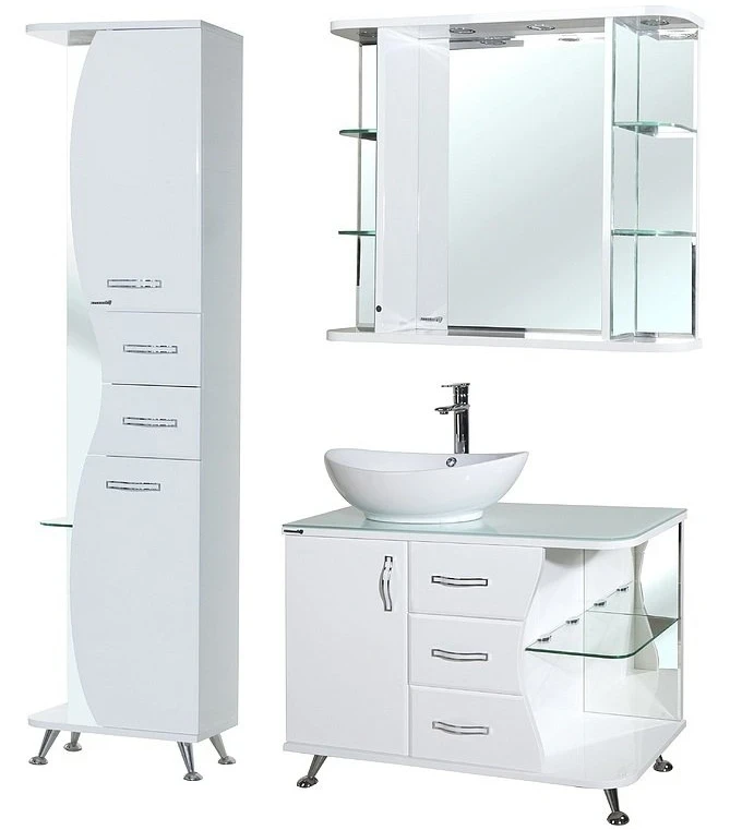 Шкаф пенал Bellezza Рио 50 L 4623606022014 Белый МДФ / ЛДСП, стекло