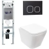 Комплект унитаза с инсталляцией WeltWasser AMBERG 350 ST + GELBACH 043 MT-WT + AMBERG RD-BL 10000011886 цвет Белый матовый с сиденьем Микролифт и клавишей смыва цвет Черный