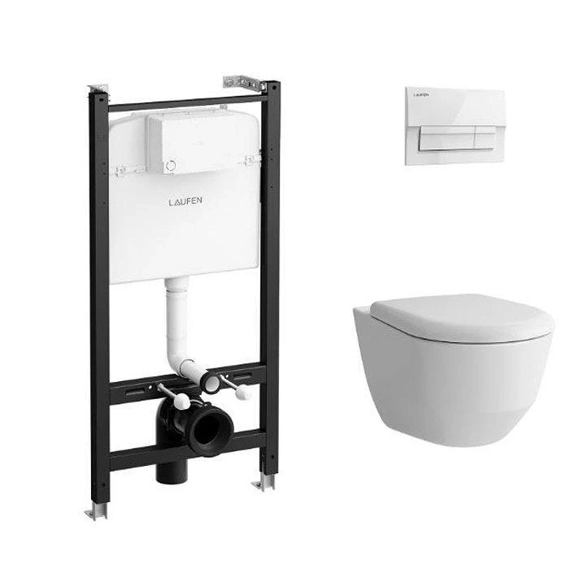 Унитаз с инсталляцией Laufen Pro Z.RU93.0.771.6 цвет Белый с сиденьем Микролифт и клавишей смыва цвет Белый
