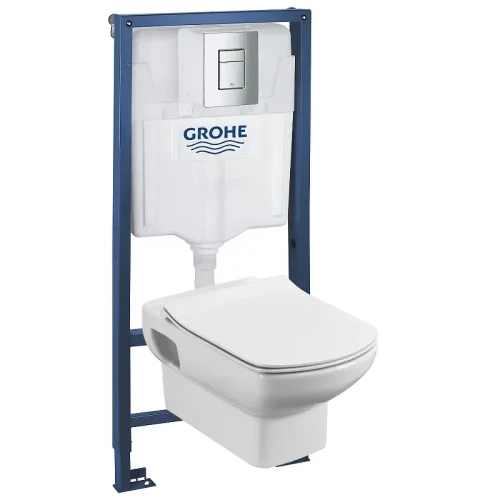 Унитаз с инсталляцией Grohe Rapid SL 38772001R1 цвет Белый с сиденьем Микролифт и клавишей смыва цвет Хром глянцевый