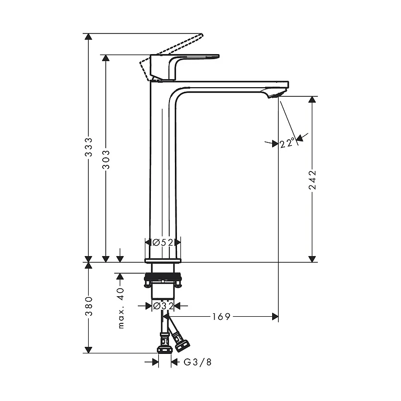 Смеситель для раковины Hansgrohe Rebris S 72582000 Хром латунь