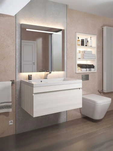 Тумба с раковиной Uperwood Eva 75 3930313470 подвесная цвет Дуб Харбор белый