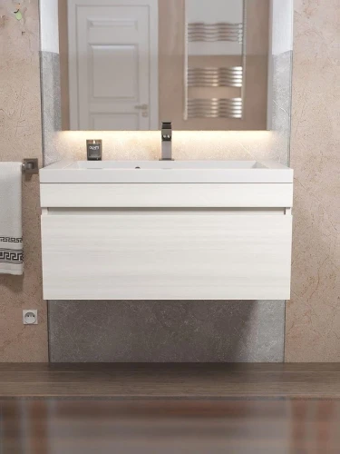 Тумба с раковиной Uperwood Eva 75 3930313470 подвесная цвет Дуб Харбор белый