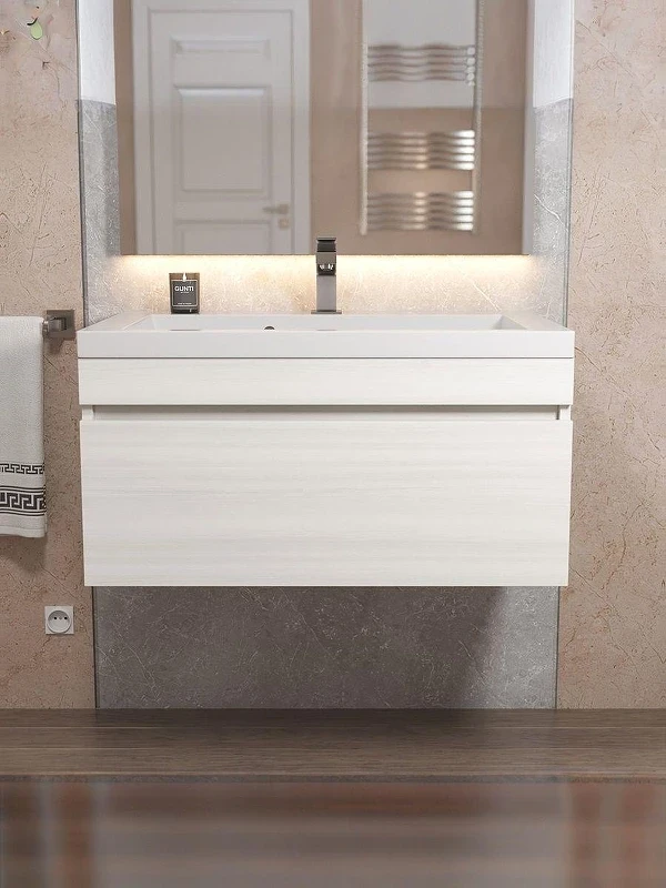 Тумба с раковиной Uperwood Eva 75 3930313470 подвесная цвет Дуб Харбор белый