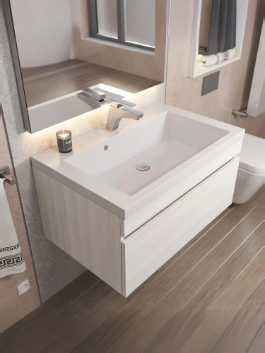 Тумба с раковиной Uperwood Eva 75 3930313470 подвесная цвет Дуб Харбор белый