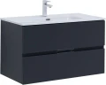 Тумба с раковиной Aquanet Алвита New 90 306164 подвесная цвет Антрацит