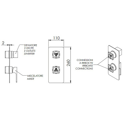 Смеситель для душа Remer Absolute AU92KBNO Черный матовый латунь встраиваемый