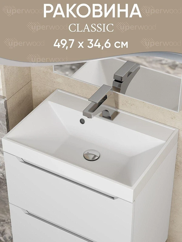 Раковина Uperwood Classic 50 2911020335 цвет Белый глянцевый