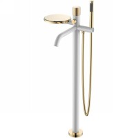 Смеситель для ванны Boheme Stick 129-WG.2 Белый матовый Золото латунь на пол