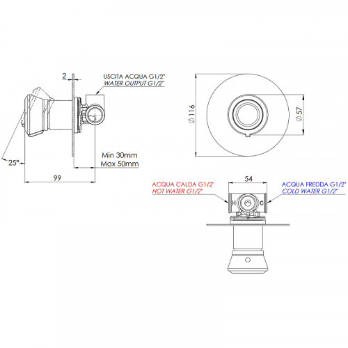 Смеситель для душа Remer Element ET30LNO Черный матовый латунь встраиваемый