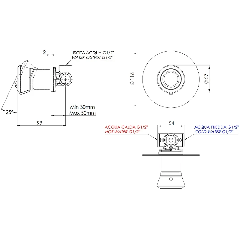 Смеситель для душа Remer Element ET30LNO Черный матовый латунь встраиваемый