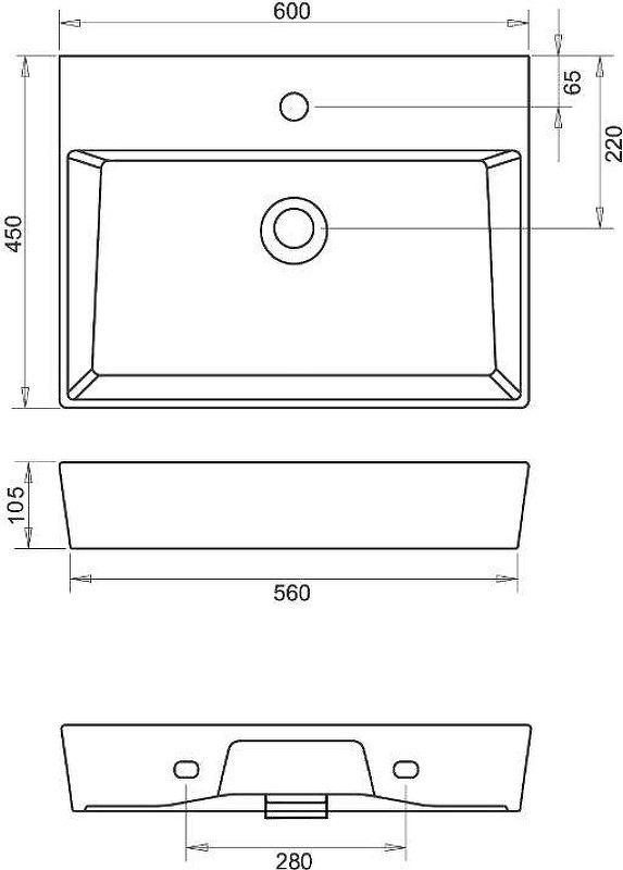 Тумба с раковиной DIWO Архангельск 60 подвесная цвет Белый