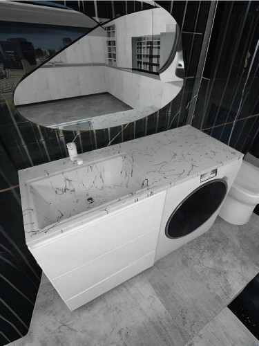 Раковина Uperwood Марсал 120 L 291120410 с местом под стиральную машину цвет Белый мрамор