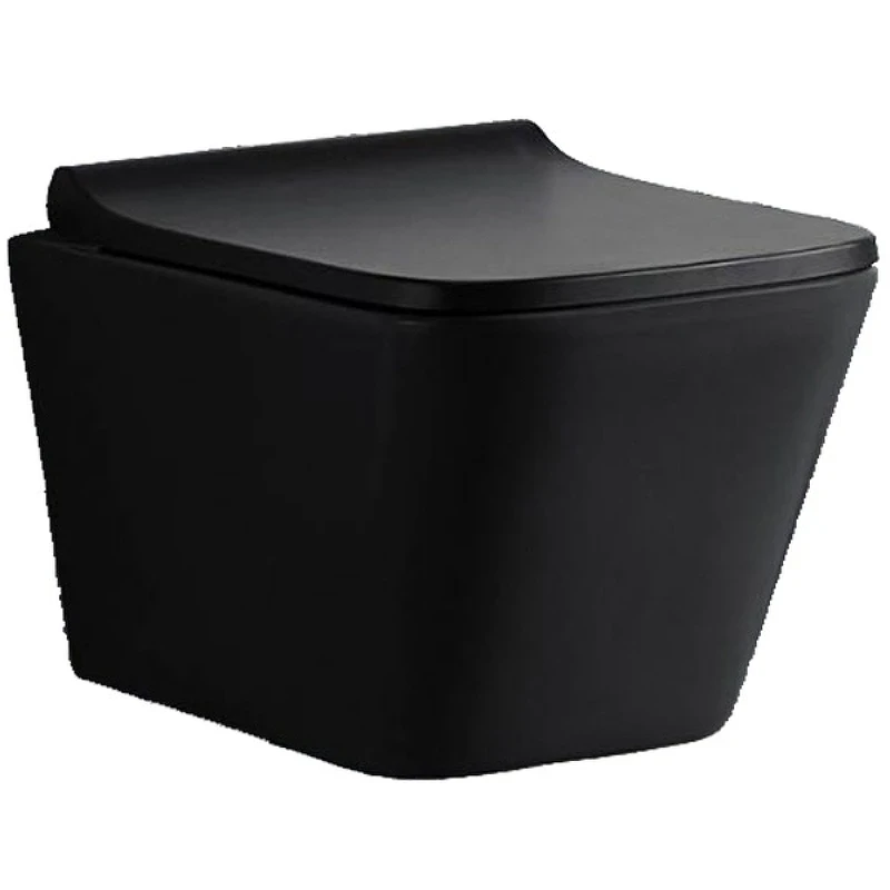 Комплект унитаза CeramaLux 5171MB с инсталляцией Berges Novum L5 040215 с сиденьем Микролифт и Черной матовой клавишей смыва фаянс подвесной