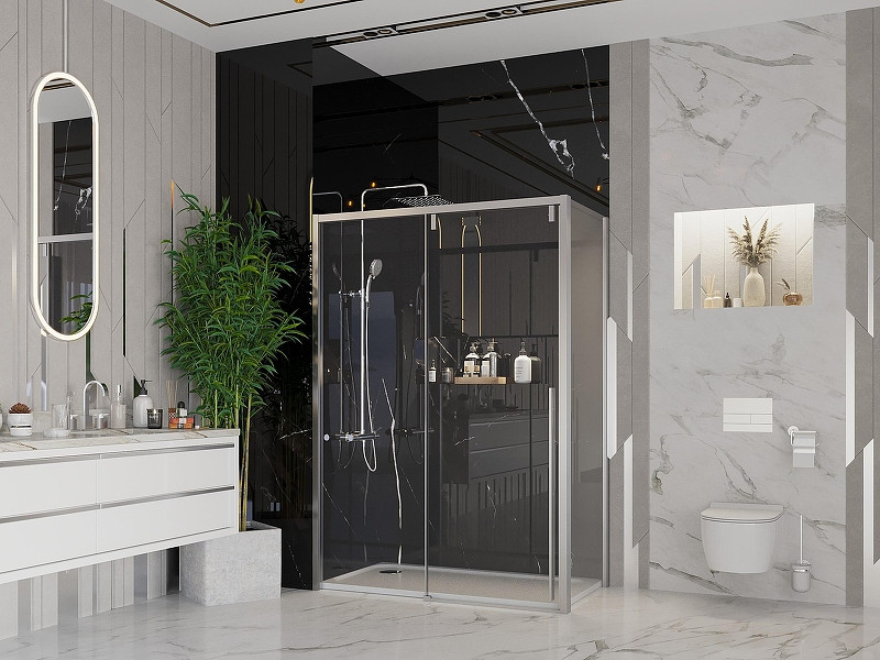 Душевая стенка Ambassador Intense 80 80IX профиль Хром cтекло прозрачное