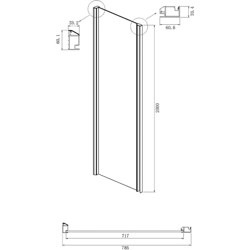 Душевая стенка Ambassador Intense 80 80IX профиль Хром cтекло прозрачное