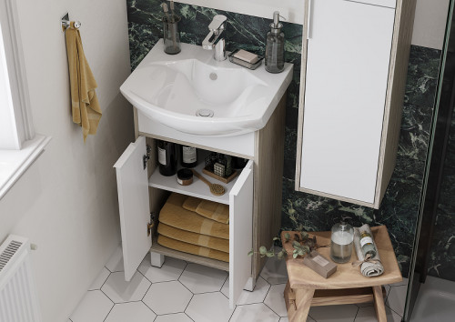 Тумба под раковину Aquaton Рико 50 1A212401RIB90 Белый Ясень фабрик МДФ / ЛДСП