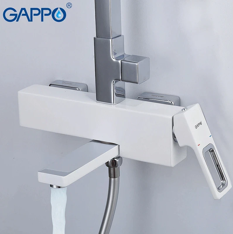 Душевая система Gappo G17-8 G2417-8 Белая Хром латунь на стену