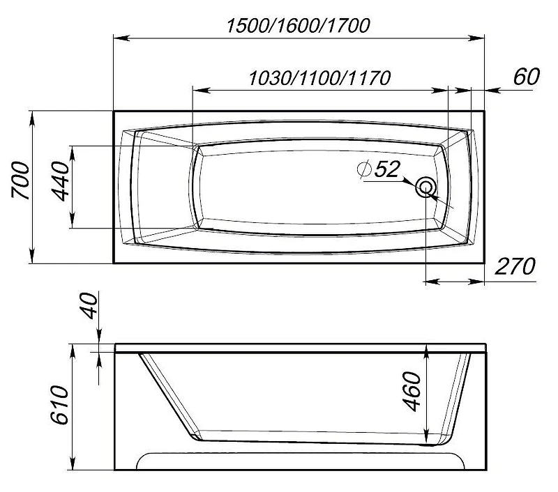 Акриловая ванна Alcora Rest 150х70 DS02Rt15070.ALCORA цвет Белый