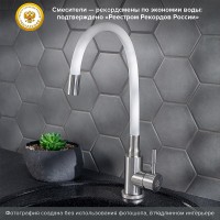 Смеситель для кухни Ростовская Мануфактура Сантехники SUS124W-016F Нержавеющая сталь Белый нержавеющая сталь однорычажный
