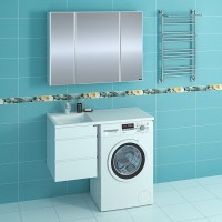 Раковина СанТа Лидер 100 L 900106N с местом под стиральную машину Белая искусственный камень (литьевой мрамор) полувстраиваемая, с местом под стиральную машину