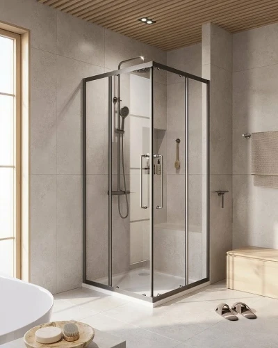 Душевой уголок Cezares Relax-304 100x100 RELAX-304-A-2-100-C-GM профиль Оружейная сталь стекло прозрачное