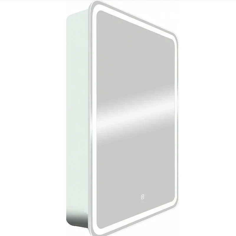 Зеркальный шкаф Art&Max Platino AM-Pla-600-800-1D-L-DS-F с подсветкой с сенсорным выключателем Белый МДФ / ЛДСП, стекло