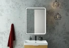 Зеркальный шкаф Art&Max Platino AM-Pla-600-800-1D-L-DS-F с подсветкой с сенсорным выключателем Белый МДФ / ЛДСП, стекло