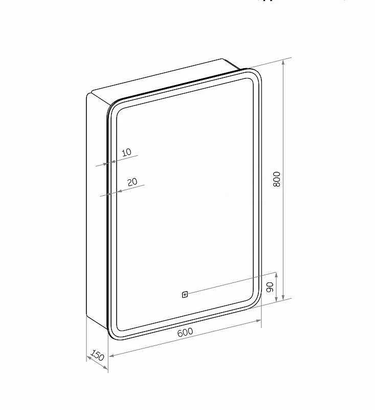Зеркальный шкаф Art&Max Platino AM-Pla-600-800-1D-L-DS-F с подсветкой с сенсорным выключателем Белый МДФ / ЛДСП, стекло