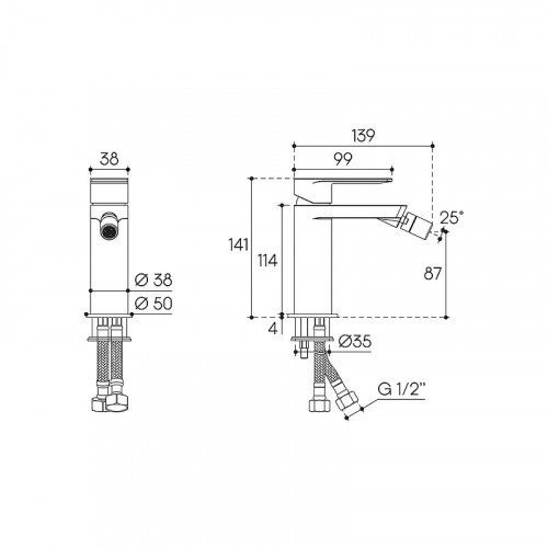 Смеситель для биде Aqueduto Geomerico GEO0500 цвет Хром