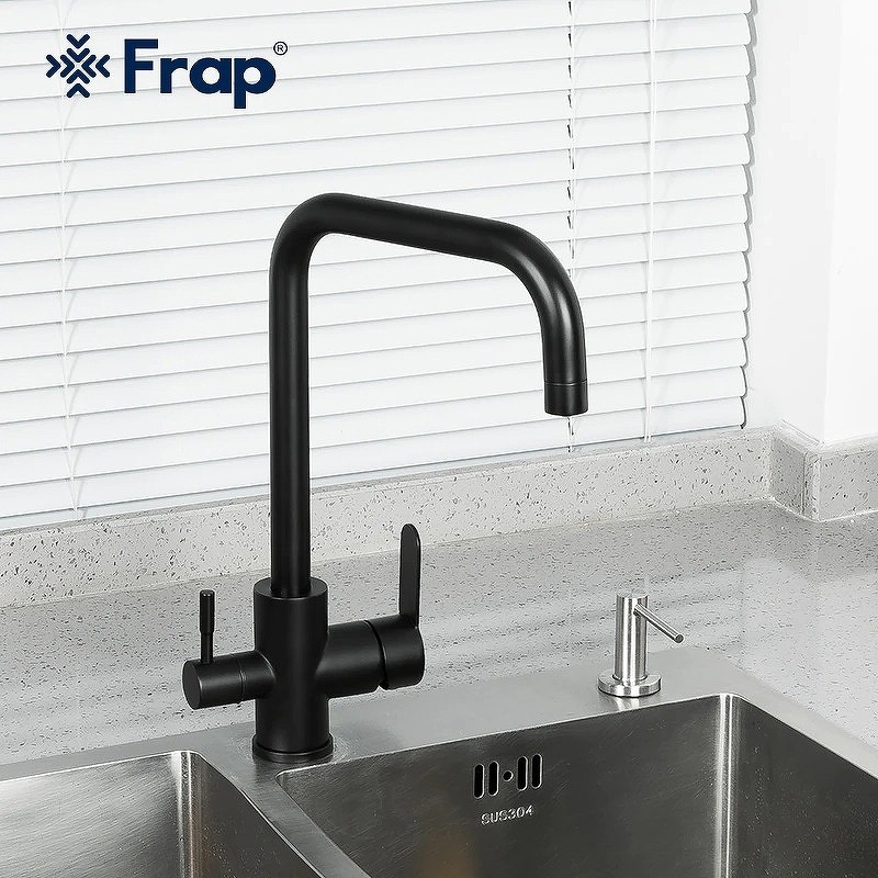 Смеситель для кухни Frap H801 F43801-6 Черный матовый нержавеющая сталь