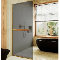 Душевая перегородка Maybah Glass MGD-736-3у 890x1950 в узком профиле Золото стекло графитовое матовое