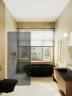 Душевая перегородка Maybah Glass MGD-736-3у 890x1950 в узком профиле Золото стекло графитовое матовое