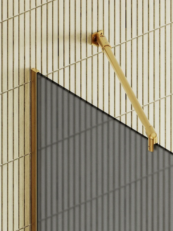 Душевая перегородка Maybah Glass MGD-736-3у 890x1950 в узком профиле Золото стекло графитовое матовое