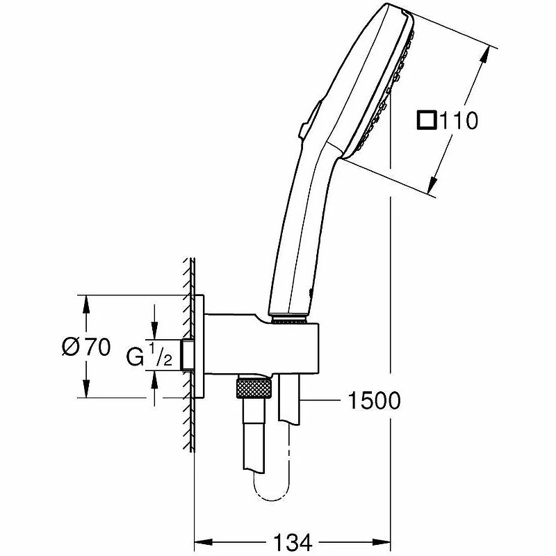Душевой гарнитур Grohe Tempesta Cube 110 26910003 Хром латунь на стену