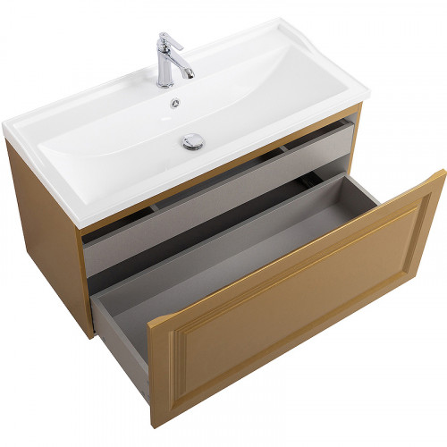 Тумба под раковину Cezares Giubileo 100 GIUBILEO-N-100-1C-SO-BORO-P подвесная Брашированное золото МДФ / ЛДСП