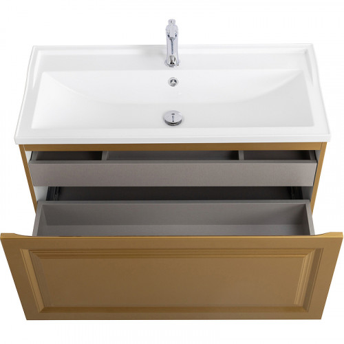 Тумба под раковину Cezares Giubileo 100 GIUBILEO-N-100-1C-SO-BORO-P подвесная Брашированное золото МДФ / ЛДСП