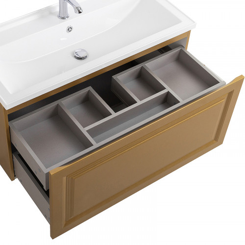 Тумба под раковину Cezares Giubileo 100 GIUBILEO-N-100-1C-SO-BORO-P подвесная Брашированное золото МДФ / ЛДСП