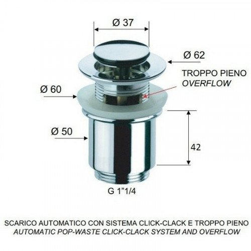 Донный клапан Remer 906CC2114 click-clack Хром