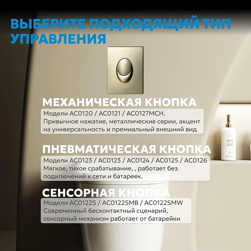 Кнопка смыва для инсталляции Abber AC0125BG цвет Золото брашированное