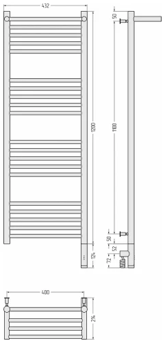 Электрический полотенцесушитель Сунержа Богема 3.0 с 1 полкой 120x40 31-5807-1240 цвет Матовый чёрный
