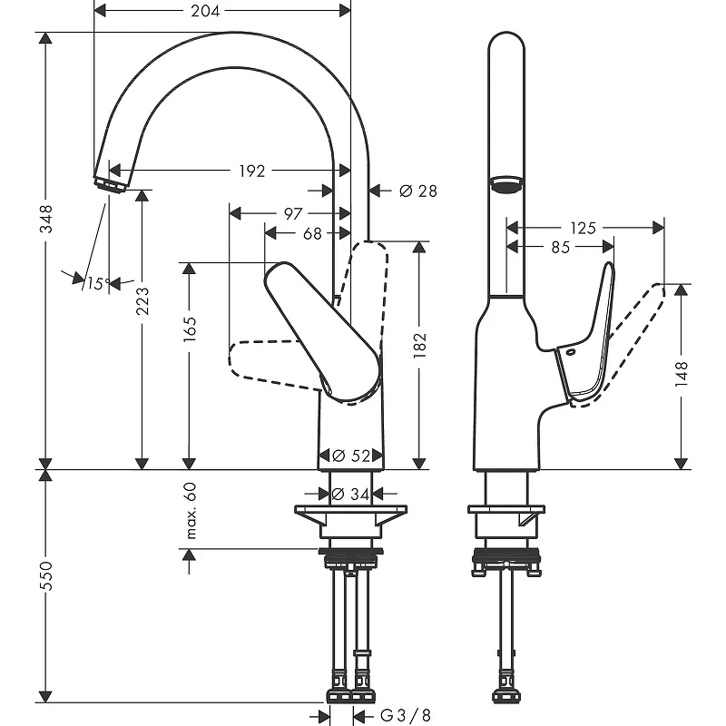 Смеситель для кухни Hansgrohe Focus M421-H220 71802000 Хром латунь