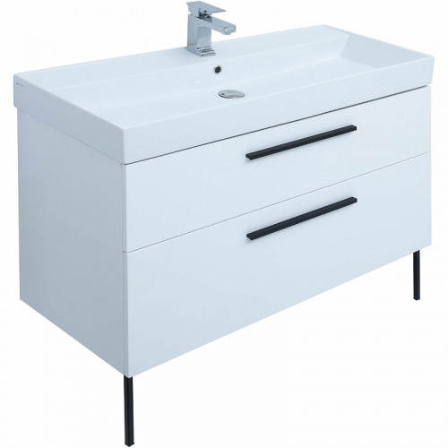 Тумба под раковину Aquanet Nova 100 249922 подвесная Белая глянцевая МДФ / ЛДСП