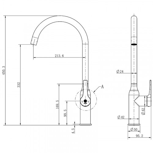 Смеситель для кухни Orange Boni M15-001cr Хром нержавеющая сталь